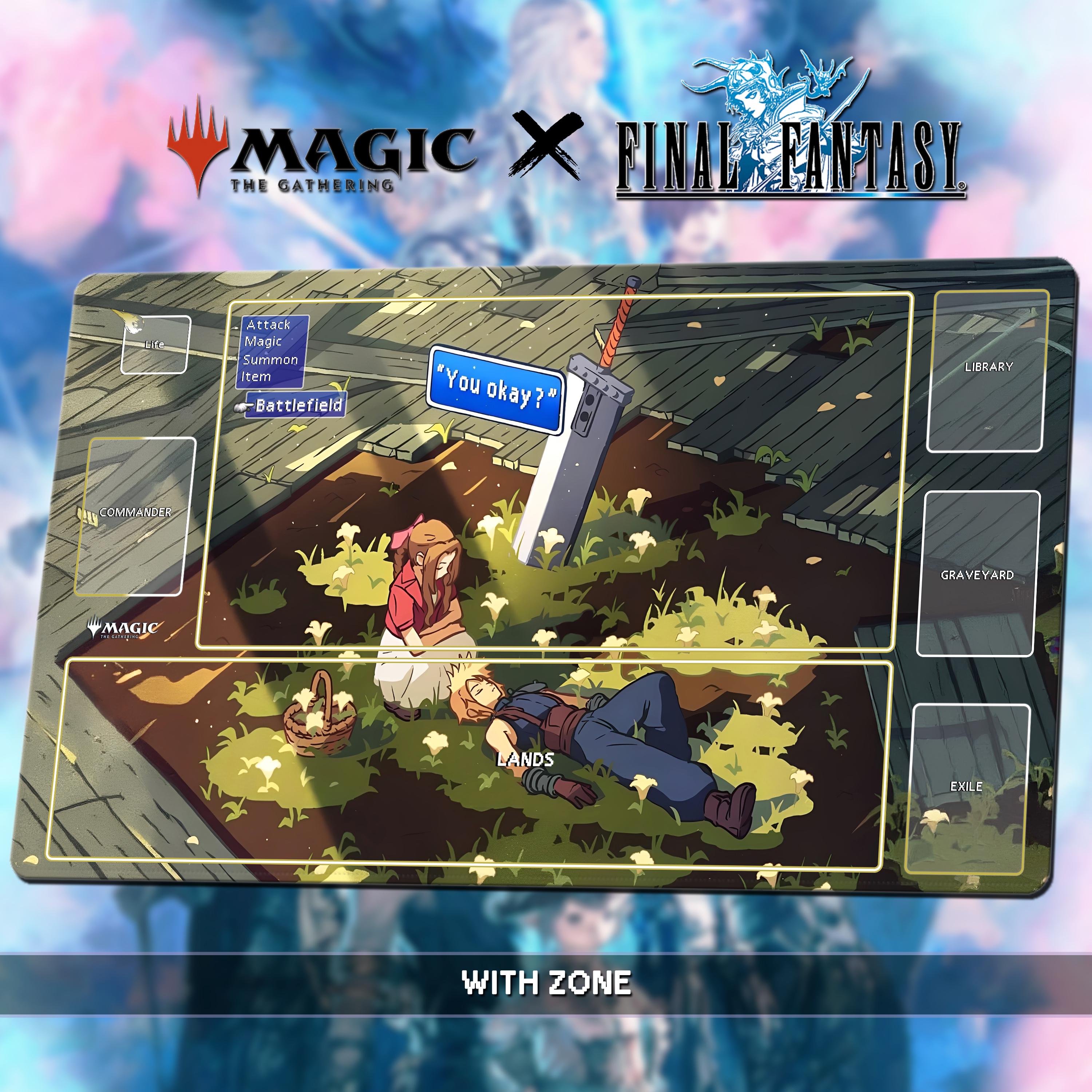 Cloud X Aerith - MTG X FF Playmat | Universes Beyond TCG Mat 24x14