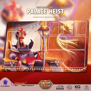 Palace Heist Playmat for Disney Lorcana - Illumineer’s Quest #2| Custom TCG Mat with Optional Zones & Lore Track | Jafar Boss Battle | Gamer