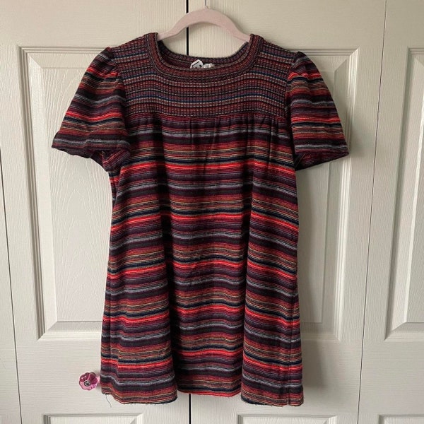 Vintage 70s multi color striped babydoll tunic sweater