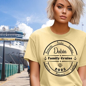 Gepersonaliseerde familiecruise-T-shirt: comfortkleuren groepscruise-T-shirt