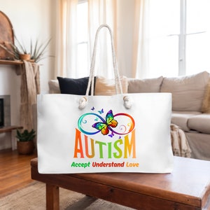 Autism Awareness Weekender Bag: Colorful Infinity Symbol Tote