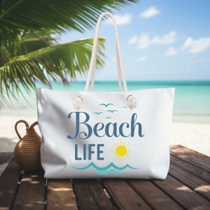 Beach Life Bag, Weekender Tasche Beach Life, Tragetasche, Pool Tasche, Urlaubstasche,