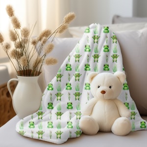 Frog Throw Blanket, Frogs Throw, Baby Blanket, Toddler Frog Throw, Velveteen Throw