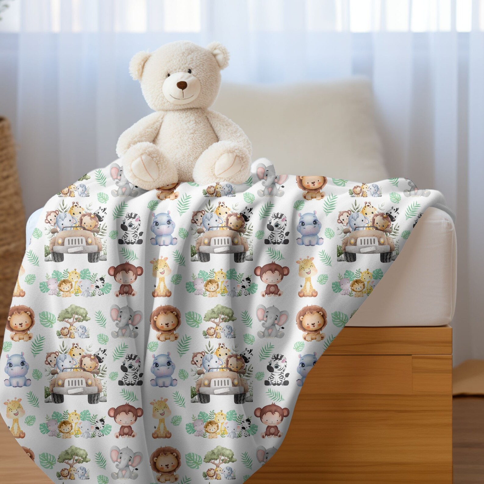 Baby Blanket Animal Print Velveteen Minky Blanket, Baby Blankie, Baby Throw, Velveteen Blanket