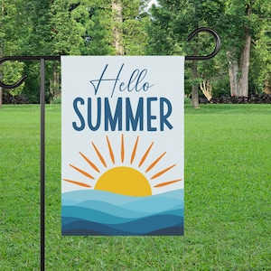Summer Garden Flag, Hello Summer Lawn Sign, Summer Outdoor Decor, Summer Lover Yard Flag