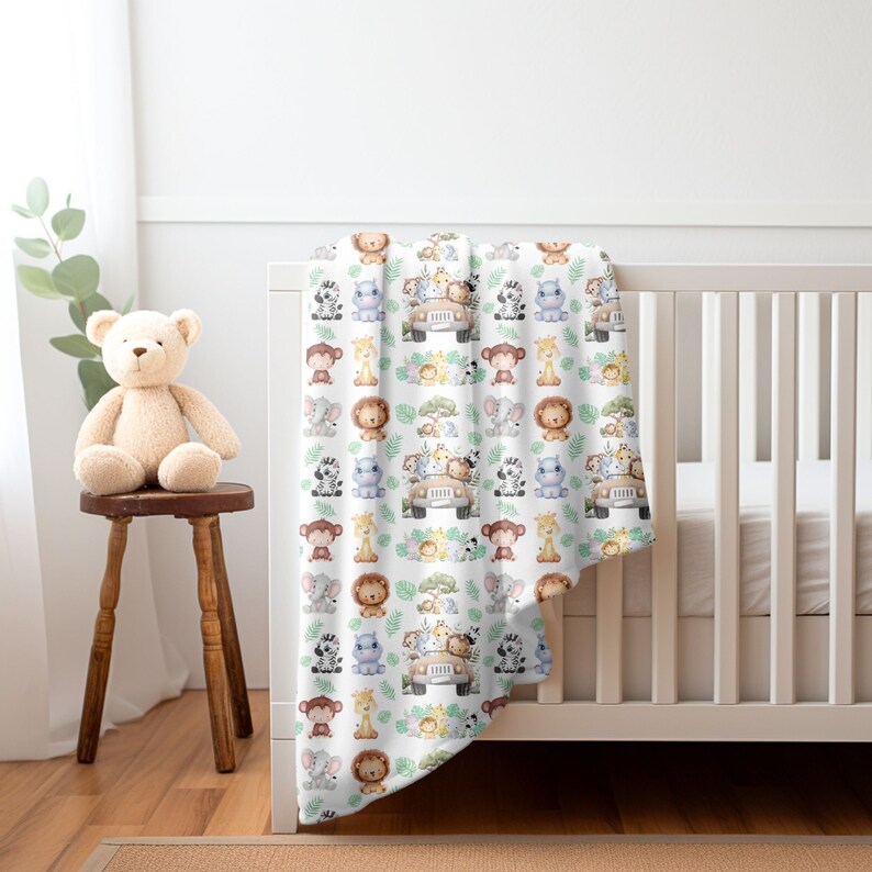 Baby Blanket Animal Print Velveteen Minky Blanket, Baby Blankie, Baby