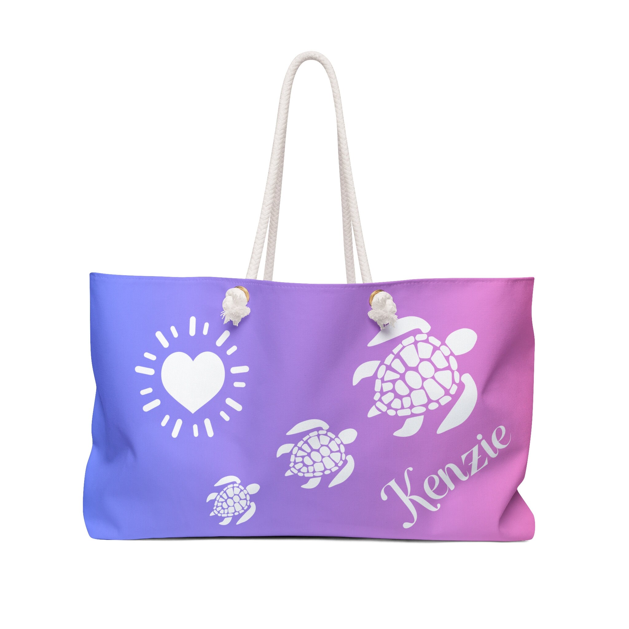 Custom Weekender Bag, Personalized Beach Bag, Girl Gift, Summer Beach Bag, Turtle Lover Beach ...