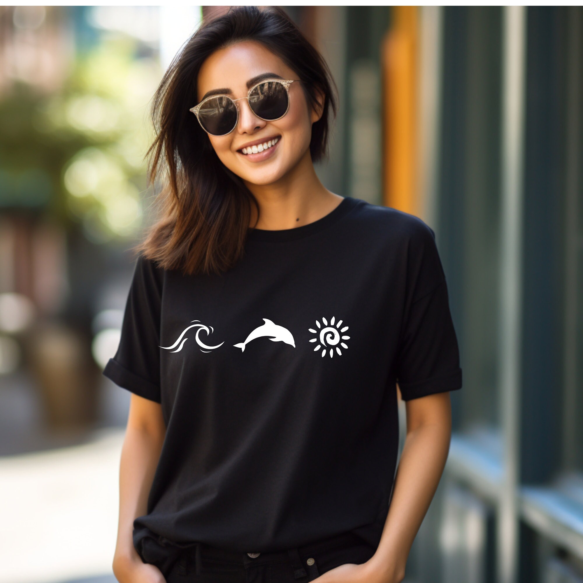 【CPGN STUDIO】24SS★ DTP Wave Dolphin Short Sleeve Tee Dolphin Short Sleeve Tee, Wave Dolphin Sun Tshirt, Fun