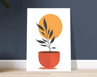 Einfaches Blumentopf Poster - Botanische Kunst für dein Zuhause - Umweltfreundlicher Druck