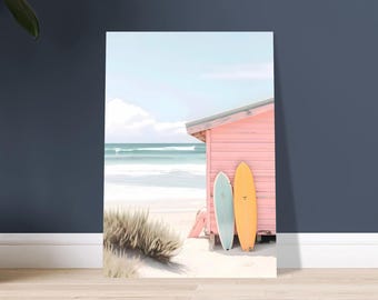Surfbrett am Strand Poster - Matte Kunst für Strandliebhaber - Perfekte Wanddekoration