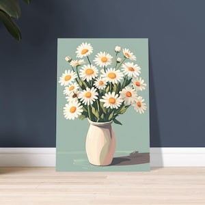 Póster de flores con jarrón - Arte impreso en papel mate - Decoración de pared sostenible