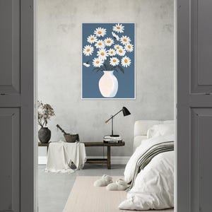 Póster enmarcado de flores con jarrón - Arte mural - Diseño de interiores moderno - Regalo