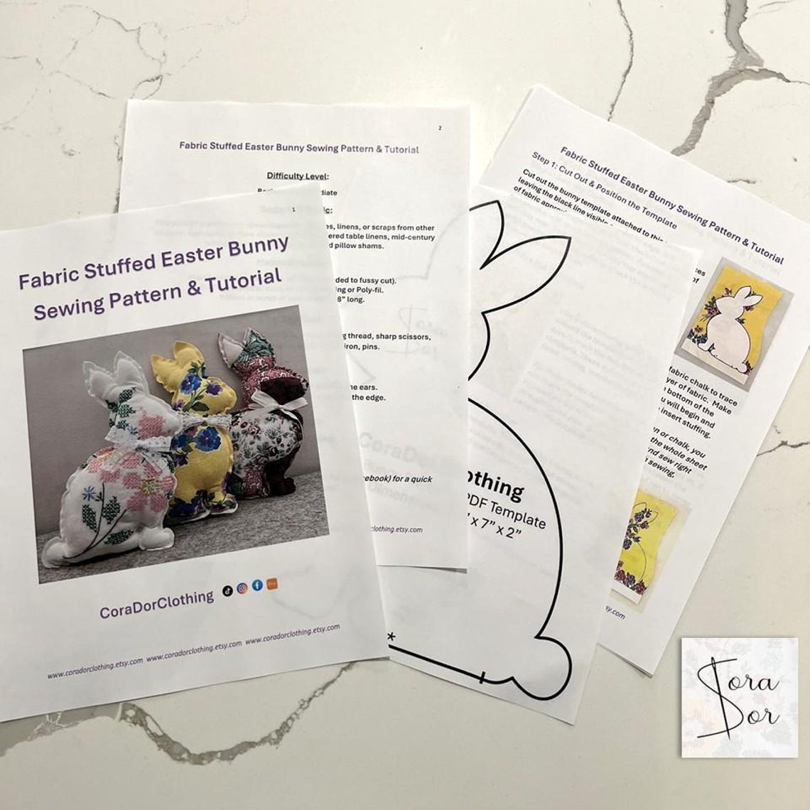 Easter Bunny Sewing Pattern PDF - Stuffed Plush Toy Tutorial, Upcycled ...