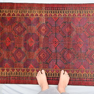3&#39;3&quot;x10&#39;6&quot; ft Vintage Afghan Runner Rug