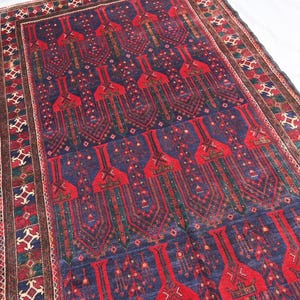 4&#39;6&quot;x9&#39;2&quot; ft Vintage Afghan Tribal Rug