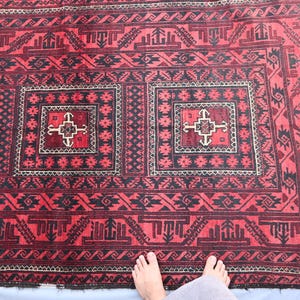 4&#39;4&quot;x8&#39; ft Vintage Afghan Tribal Rug