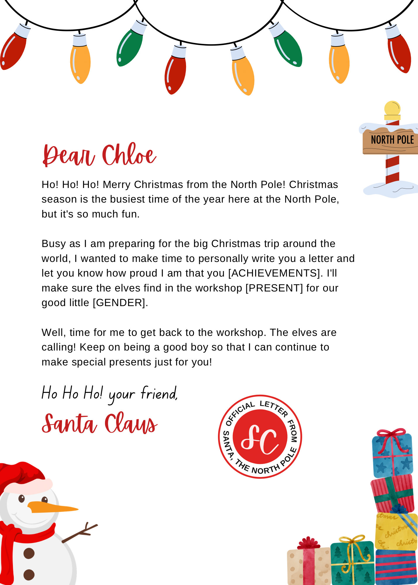 Letter From Santa, Printable Santa Letter, Christmas Eve Box - Etsy