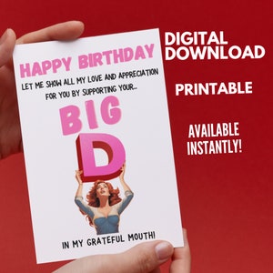 IHRE BIG D, schmutzige Geburtstagskarte für ihn, niedlich, lustig, Scherz, humorvolle Karte für Ehemann, heißen Freund, danke, printable digitaler Download