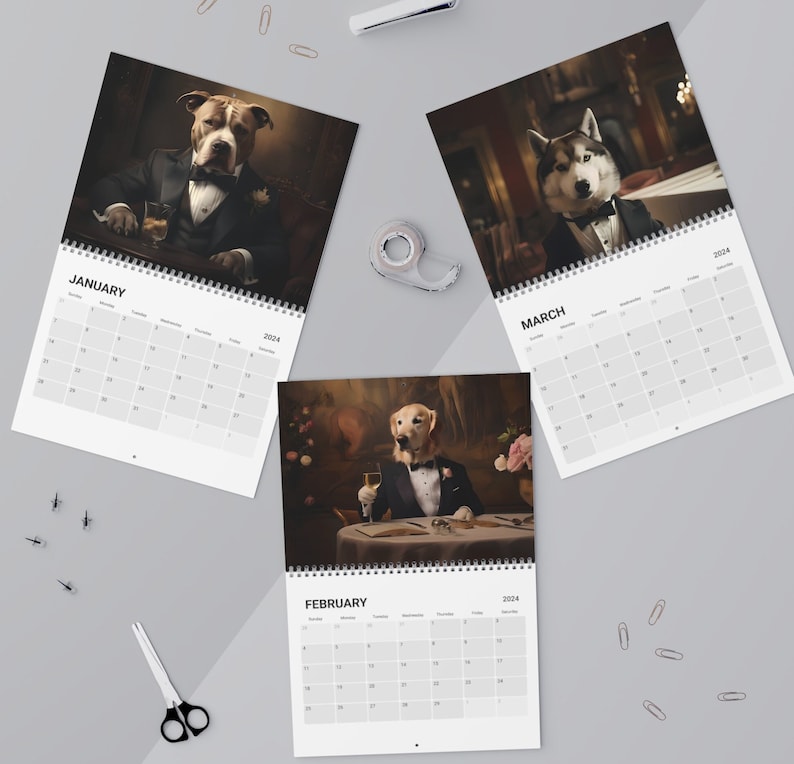 2024 Dog Calendar, 2024 Calendar Funny, Dog Lover Gift, New Year Wall