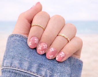 Pink Blossom Nail Wraps | Romantic Floral Nail Strips | Spring Manicure