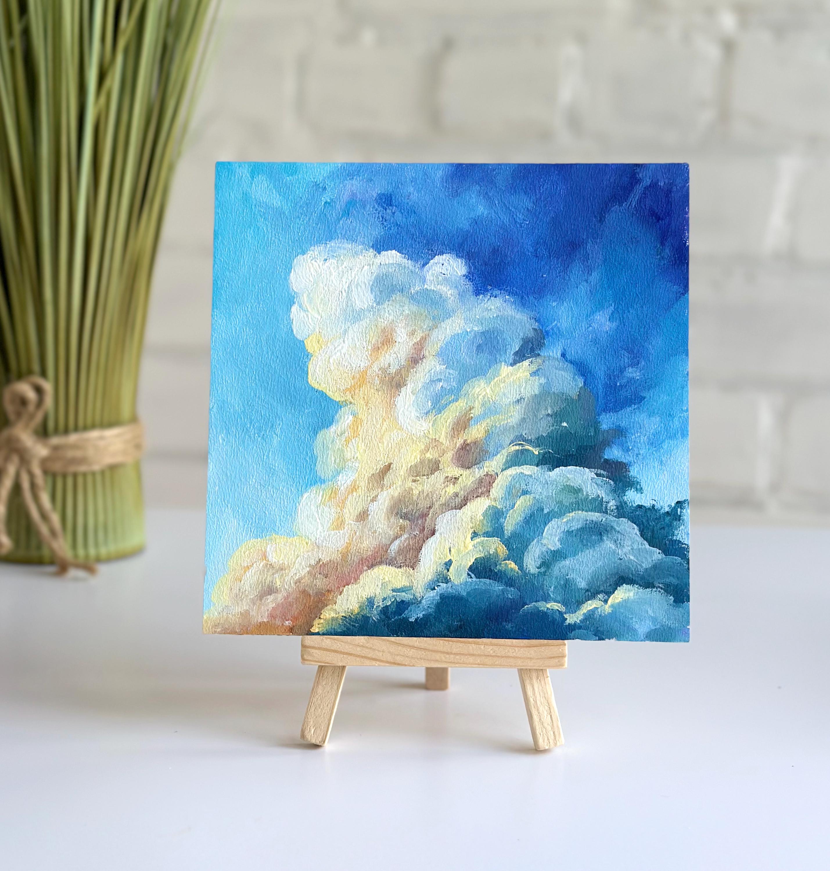 ミニチュア油絵 | 6x6 オリジナル空アート作品 | 小さな絵画 | 女性へ