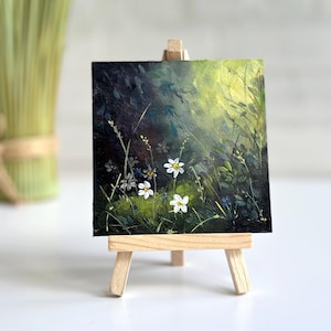 Miniature Oil Painting | 4x4  Original Floral Artwork | Small painting | Gift for Her