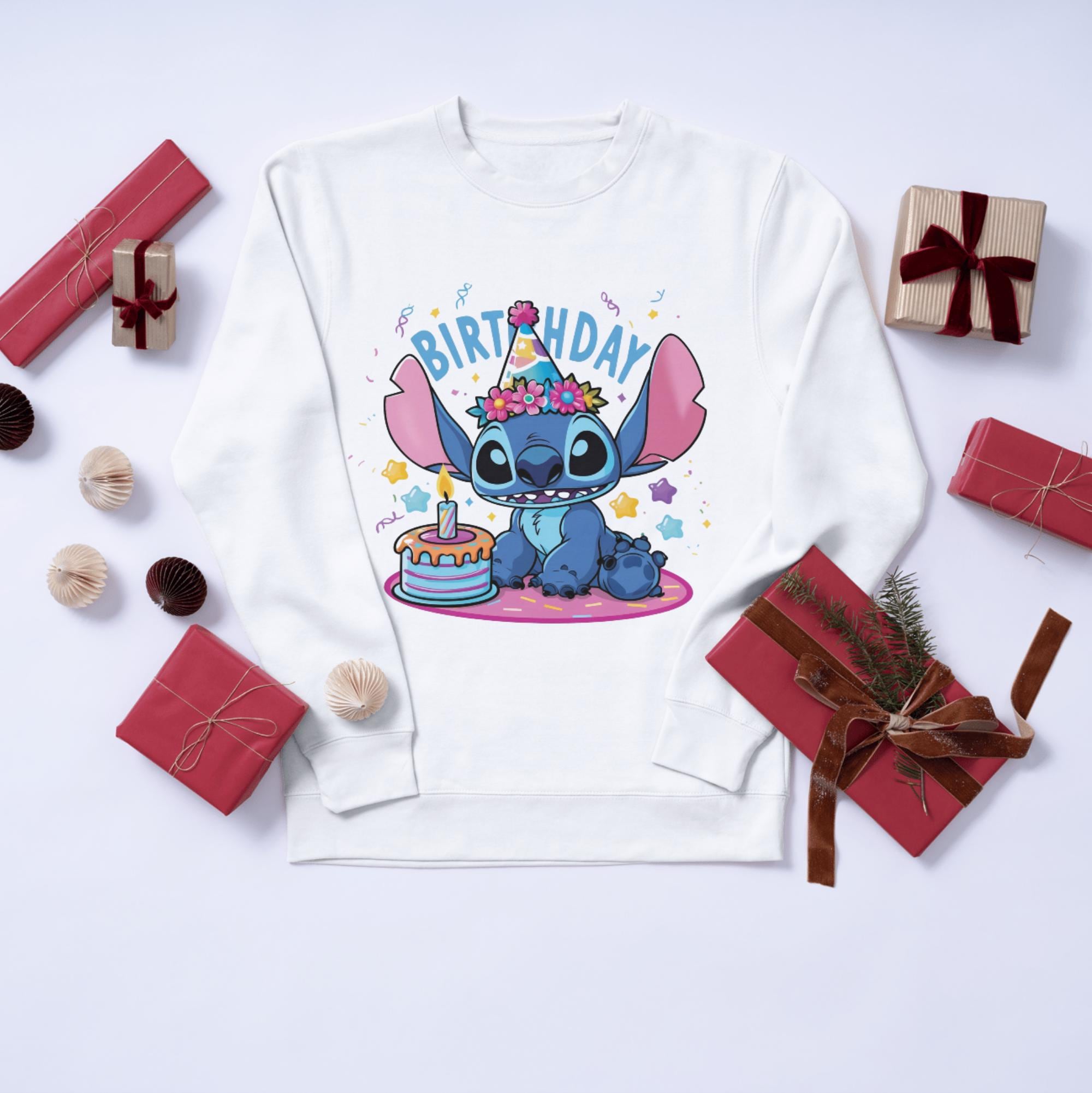 Birthday Stitch PNG, Happy Birthday Clipart, Lilo and Stitch Art, Cute