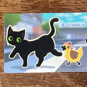 Little Kitty Big City - Glanz Sticker Bogen - Niedliche Katzen und Enten Aufkleber - Wasserfest!!