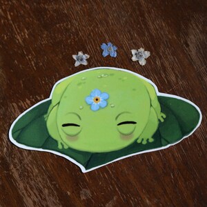 Flower Frog - Grote Vinyl Sticker - Froggy Decal/Bumpersticker/Stickers - Waterdicht!!