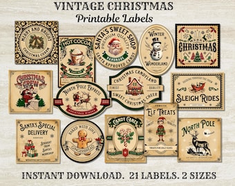 Vintage Christmas Labels Printable, Christmas Potion Labels, Vintage Potion Labels, Christmas Apothecary Labels, Old Fashioned Christmas