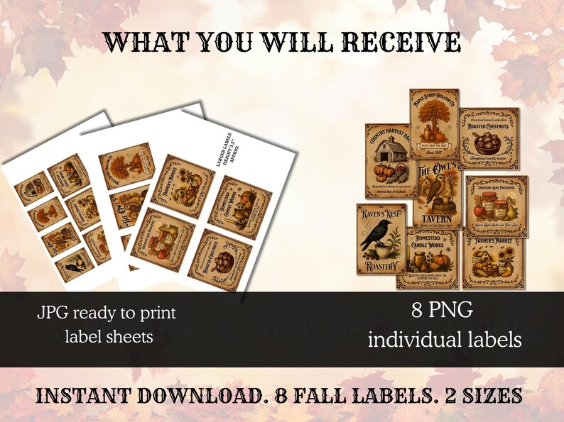 Fall Book Label Fall Labels Printable,vintage Pumpkin Lables,autumn Labels Printable ...