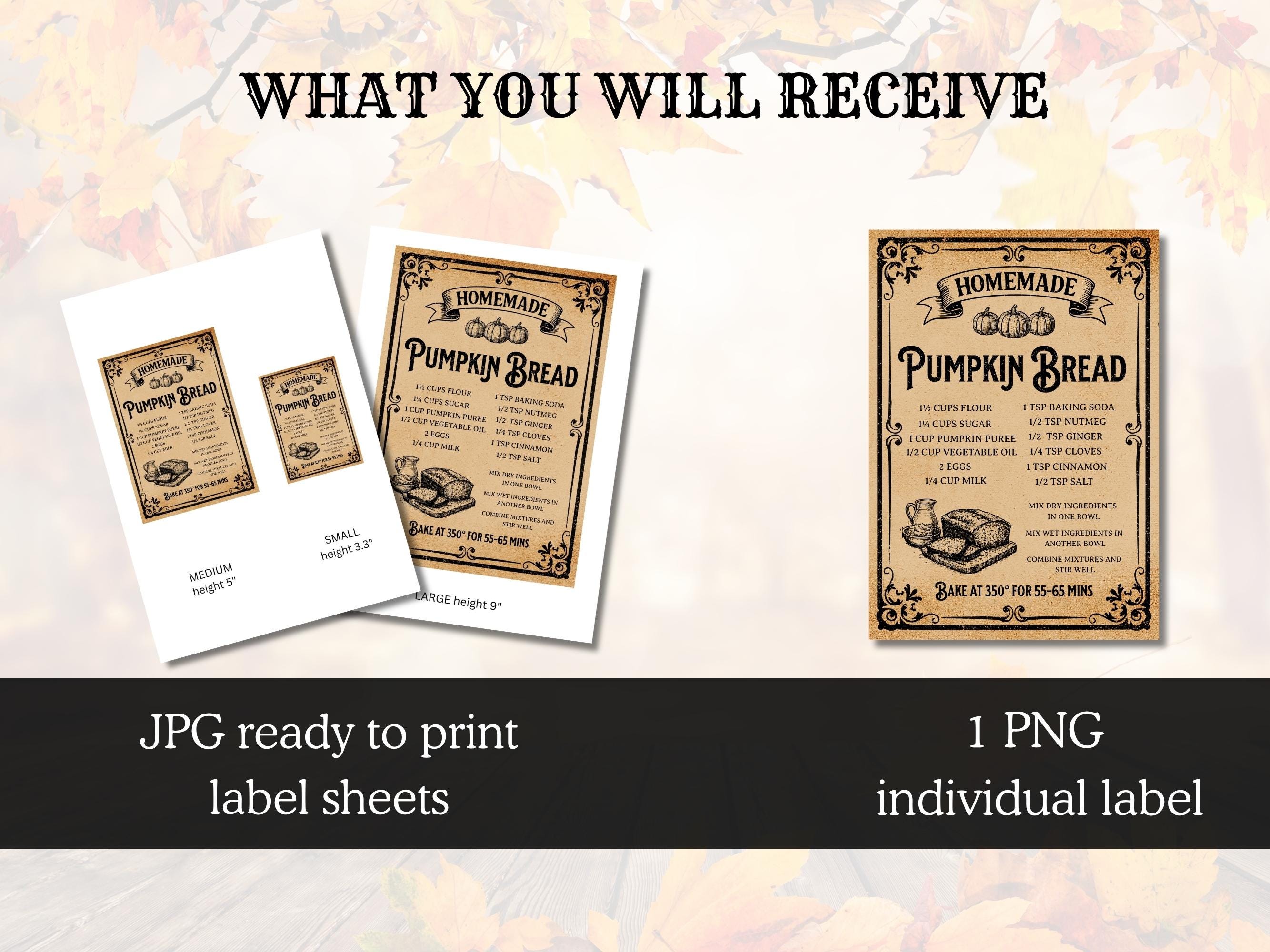 Pumpkin Bread Recipe Sign Printable, Vintage Fall Recipe Sign ...