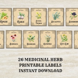 Medicinal Herbs Labels Printable, Herb Apothecary Labels, Vintage ...