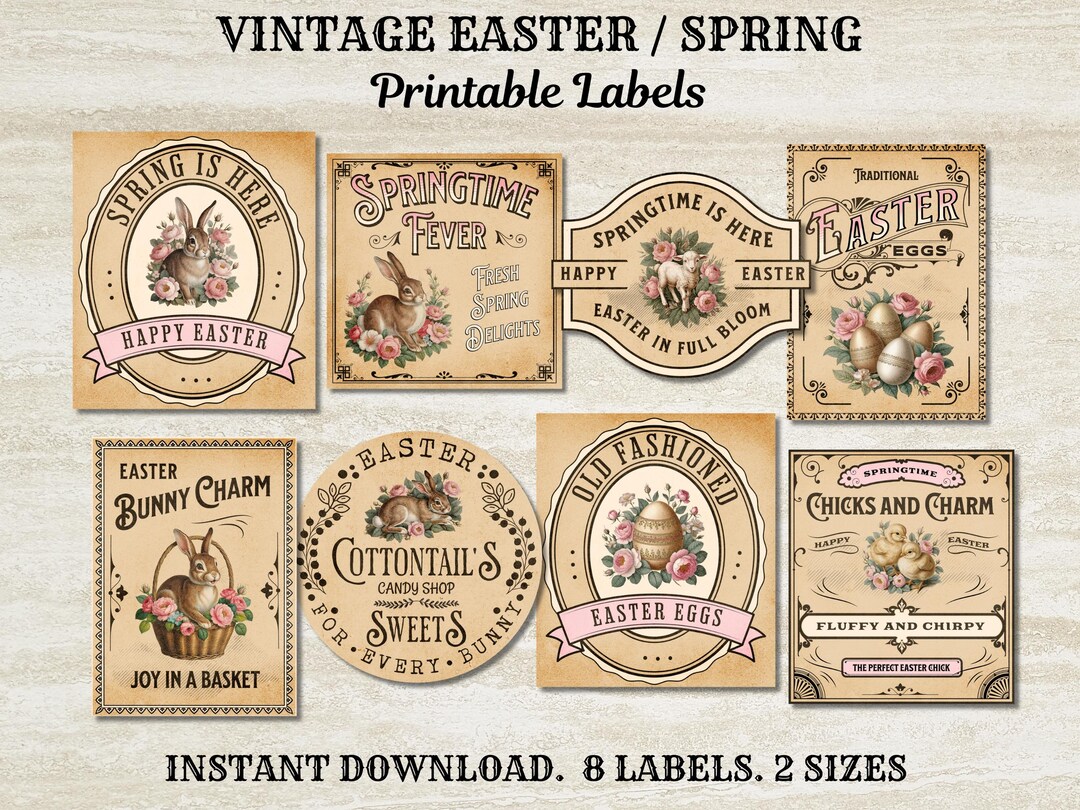Vintage Easter Labels Printable Labels, Easter Jar Labels, Spring ...
