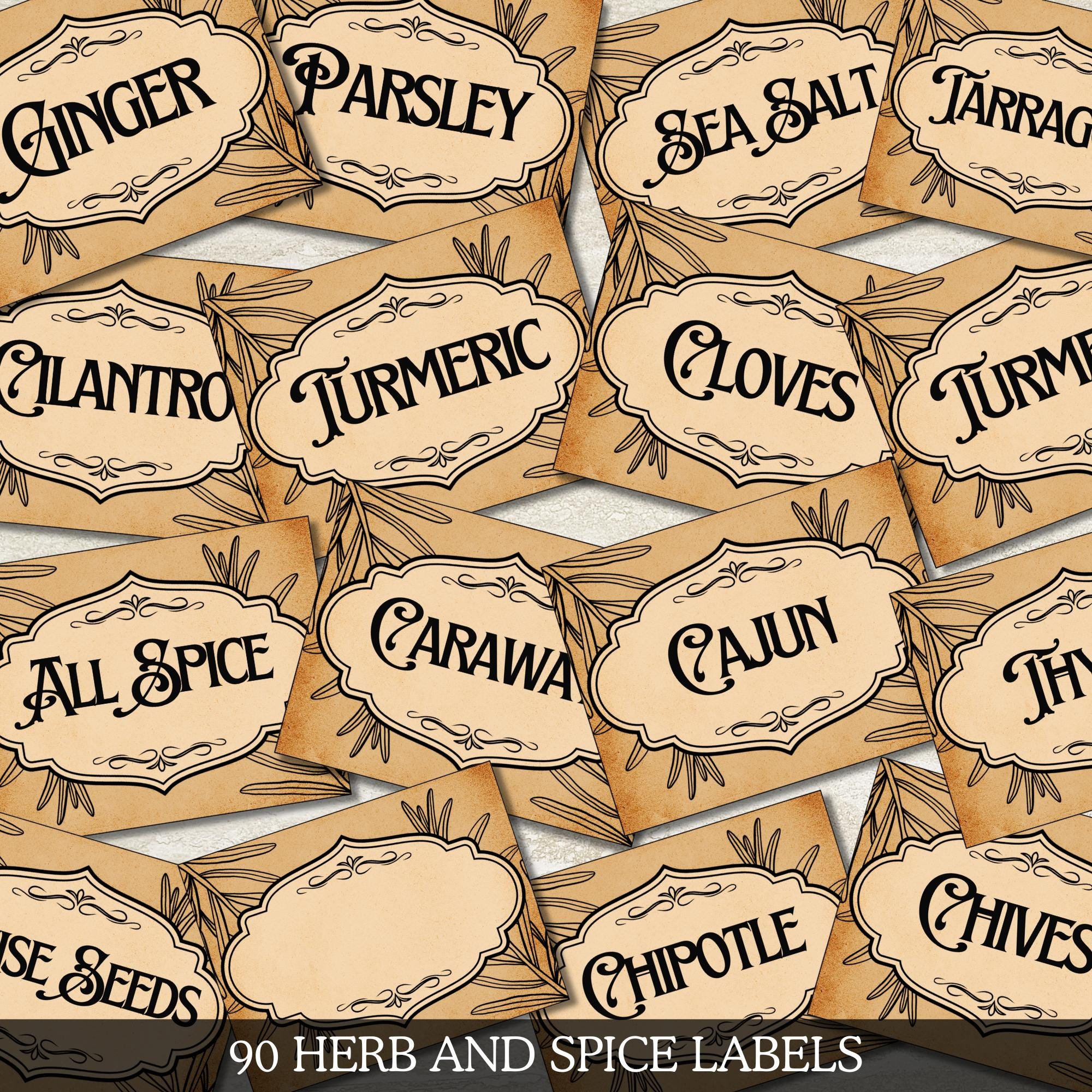 Herb and Spice Labels Printable, Vintage Herb Spice Seasoning Jar