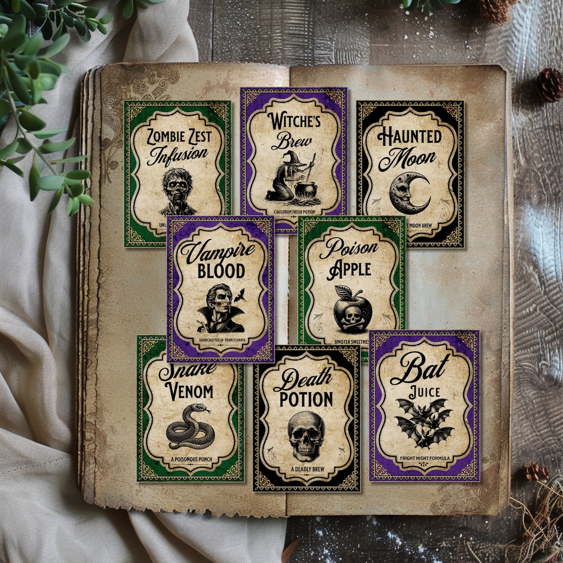 Halloween Bottle Labels Printable,halloween Potion Labels,wine Bottle ...