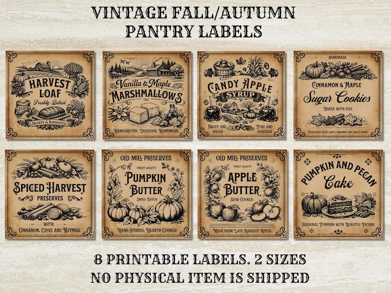 Fall Label Jar Vintage Fall Pantry Labels Printable,primitive Fall Autumn Pantry ...