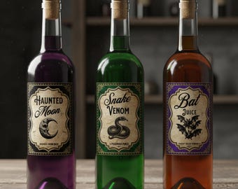 36 étiquettes Autocollantes Halloween Pour Bouteilles - 9 Styles Vintage (sorcière, Citrouille, Chauve-souris...) - Pour Vin, Bière, Canettes, Déco