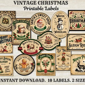 Vintage Christmas Labels Printable, Christmas Potion Labels, Vintage ...