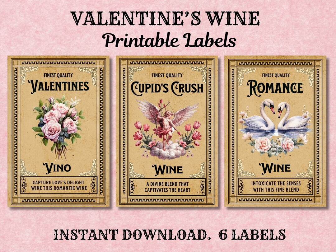 Valentines Wine Labels Bottle Labels, Vintage Valentines Wine Bottle ...