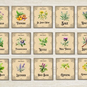 Medicinal Herbs Labels Printable, Herb Apothecary Labels, Vintage ...