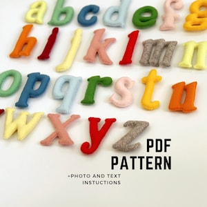 Patrón de costura del alfabeto de fieltro: Letras ABC de peluche hechas a mano (PDF)