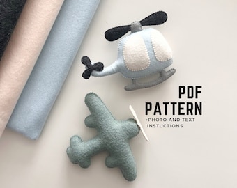 SET OF 2 Sewing PDF patterns plane and helicopter sewing patterns instant download digital pattern sewing tutorial felt garland pattern