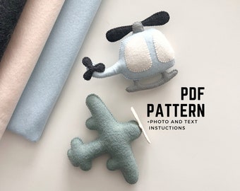 SET OF 2 Sewing PDF patterns plane and helicopter sewing patterns instant download digital pattern sewing tutorial felt garland pattern