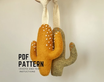 Digital sewing pattern cactus rattle PDF Pattern instant download baby rattle sewing newborn stroller toy DIY plush pattern baby play gym