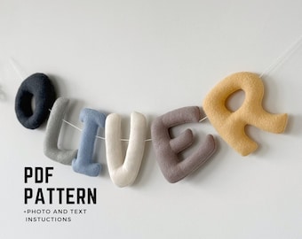 Alphabet PDF Pattern sewing digital pattern felt uppercase letters educational preschool toy sewing pattern and instruction name banner