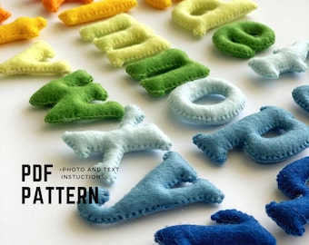 Digital sewing pattern ABC felt plush sewing pattern alphabet handmade educational preschool toy felt alphabet letters PDF beginner sewing