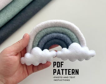 PDF Pattern felt rainbow with clouds digital pattern baby mobile toy sewing pattern and instruction felt DIY nursery decor