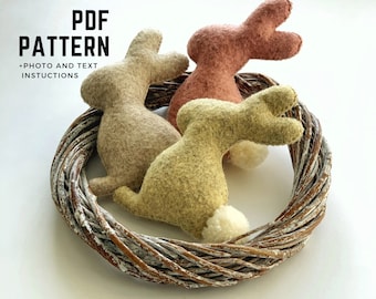 Easter Bunny PDF sewing Pattern felt ornament Easter gift felt bunny PDF pattern digital pattern Easter garland Easter decorations