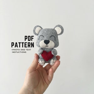 Valentines day bear digital sewing pattern Valentines day craft handmade gift for her him teddy bear sewing pattern plushie sewing decor